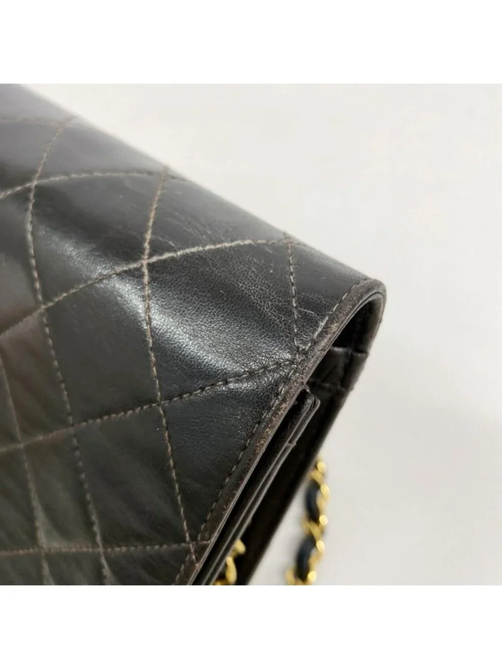 Chanel Shoulder Bag Quilted Lambskin Black Gold